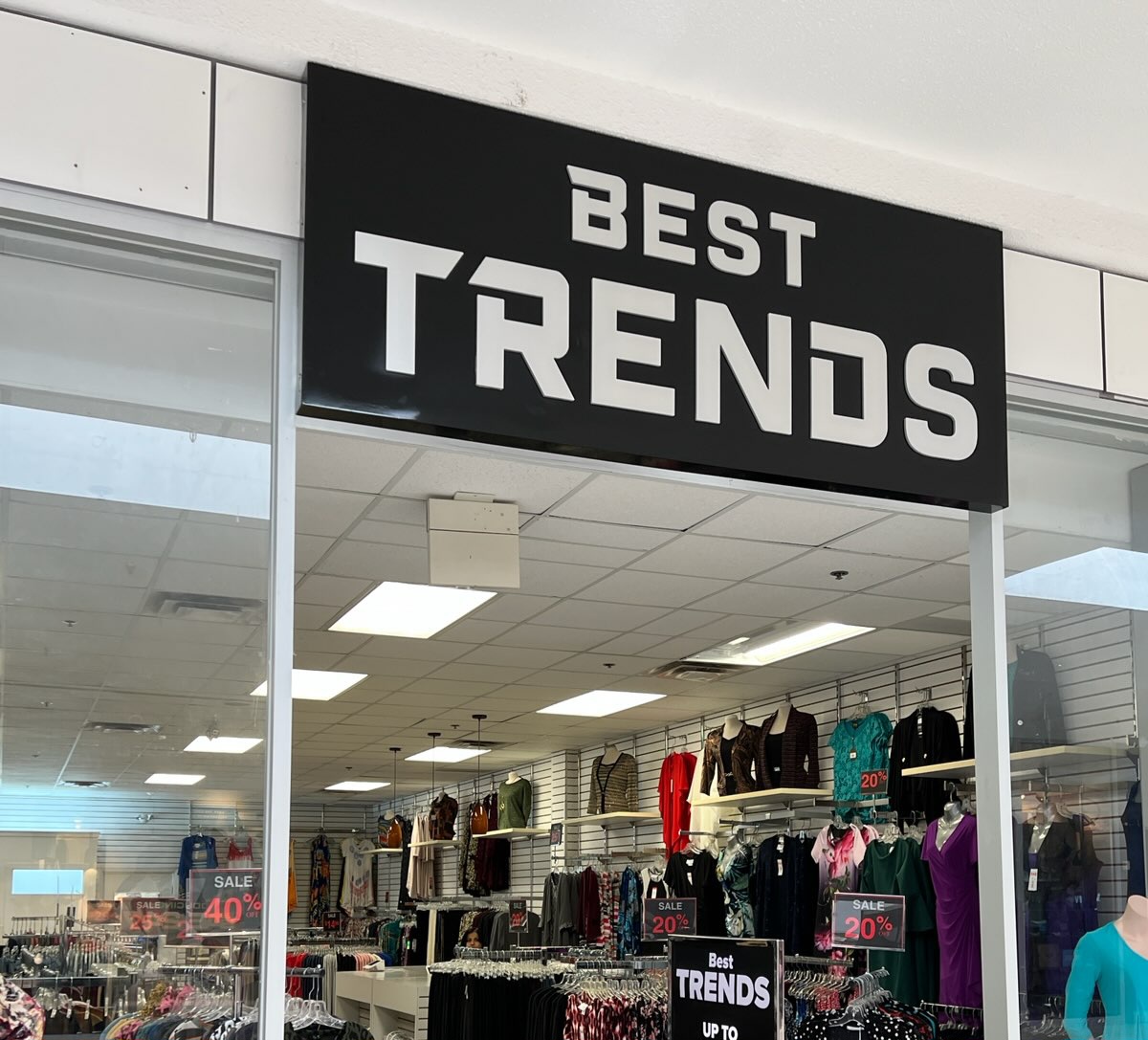 Indoor Mall Push thru Letter sign